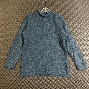 Vintage Sarah Morgan Blue Knit Mock Neck Sweater Acrylic Blend Women's Size‎ M